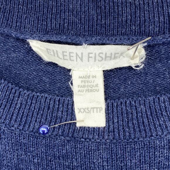 EILEEN FISHER Sweater XXS Tunic Organic Cotton Jumper Side Slit Blue - Picture 4 of 11